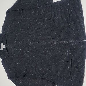 Black Women's Zip Down Speckled Cardigan With Pockets Sz XL